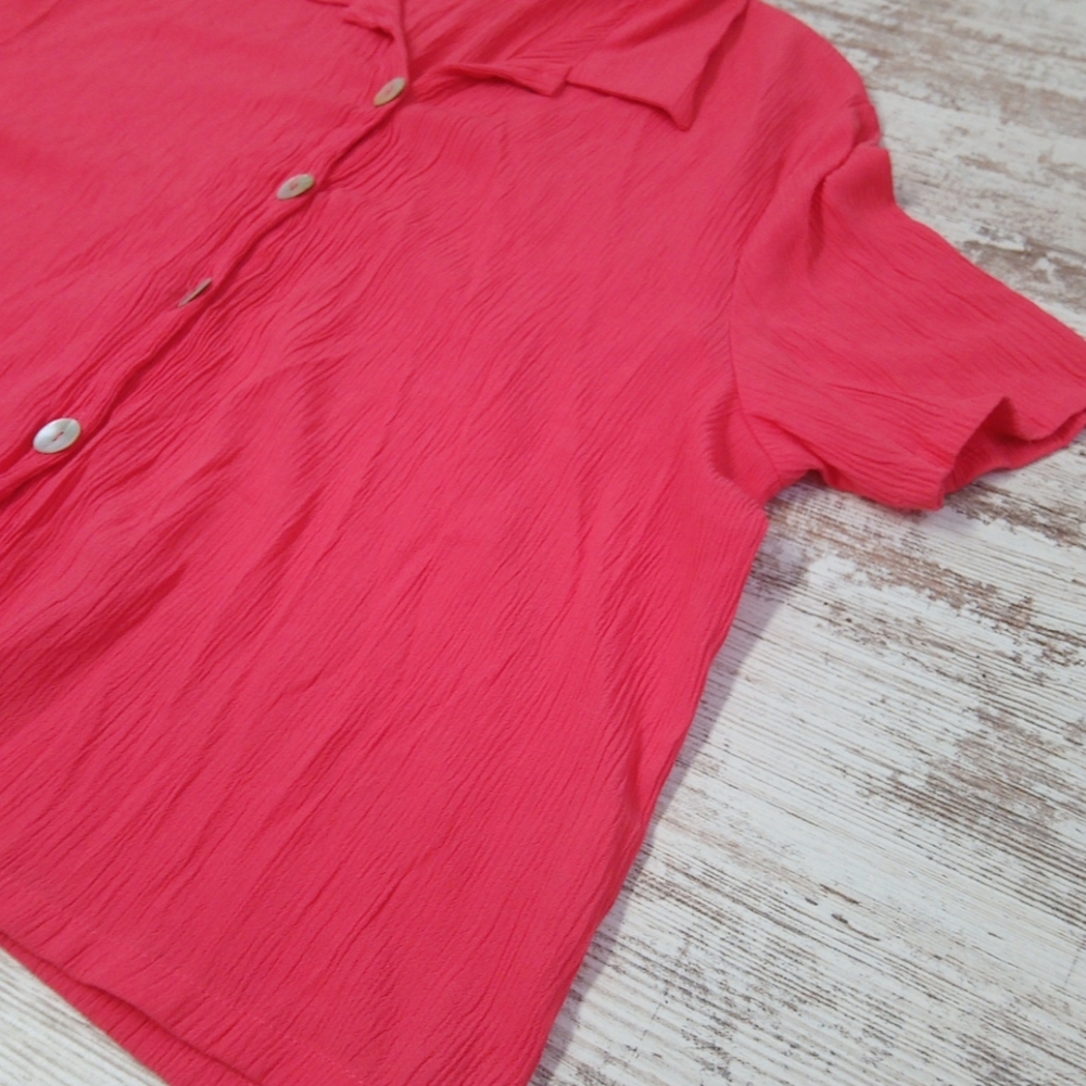 Essentials Jpr Coral Pink Button Down Blouse Top - image 6